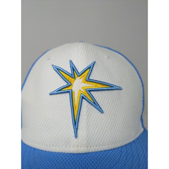 New Era 59Fifty MLB Tampa Rays 2017 Florida Hat SZ 7 1/4 White Blue Embroidered - Picture 3 of 14